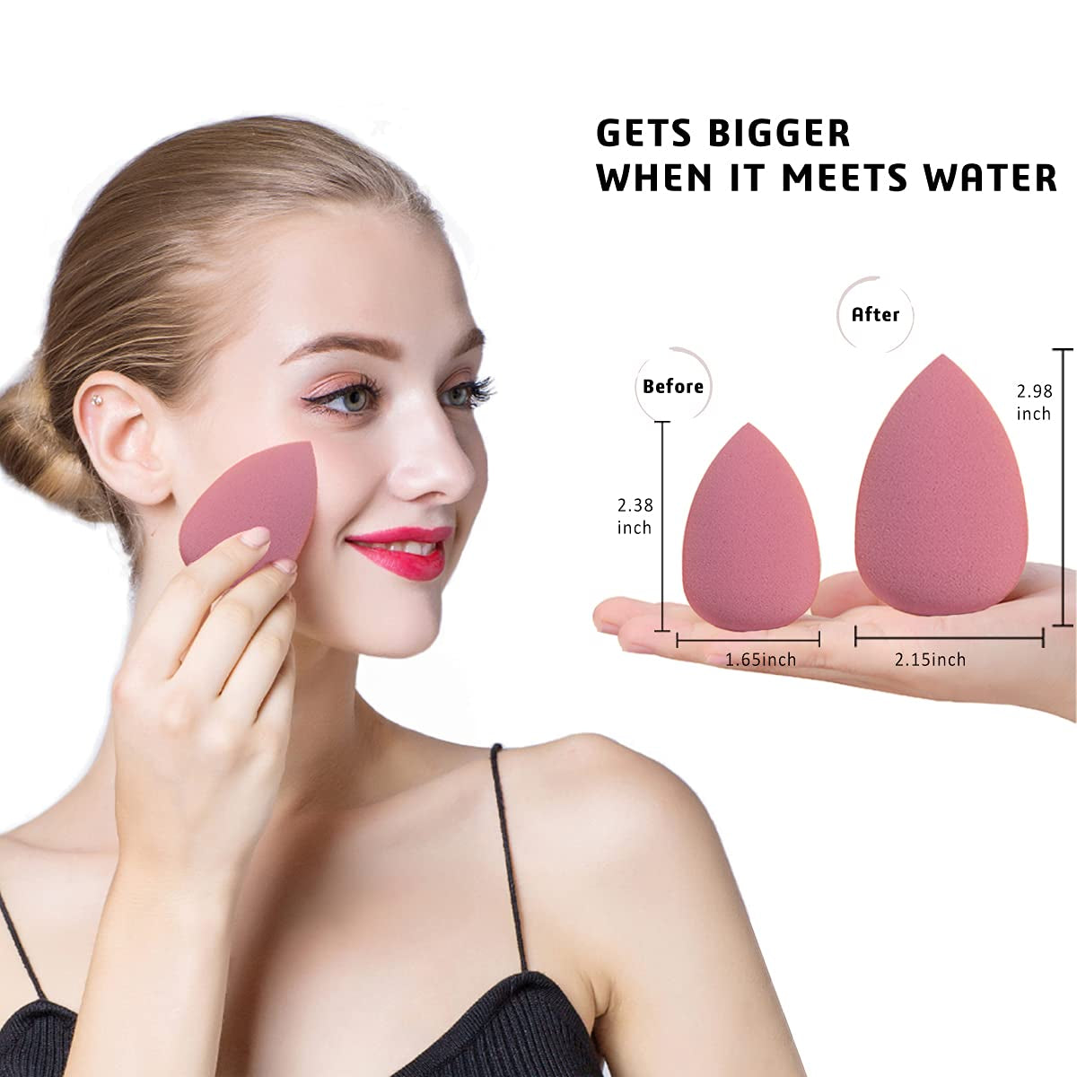 5 Pcs Makeup Sponges Set - 4 Beauty Sponges Blending Blenders with 1 Holder and Egg Case, Flawless for Cream, Powder and Liquid (Pink)